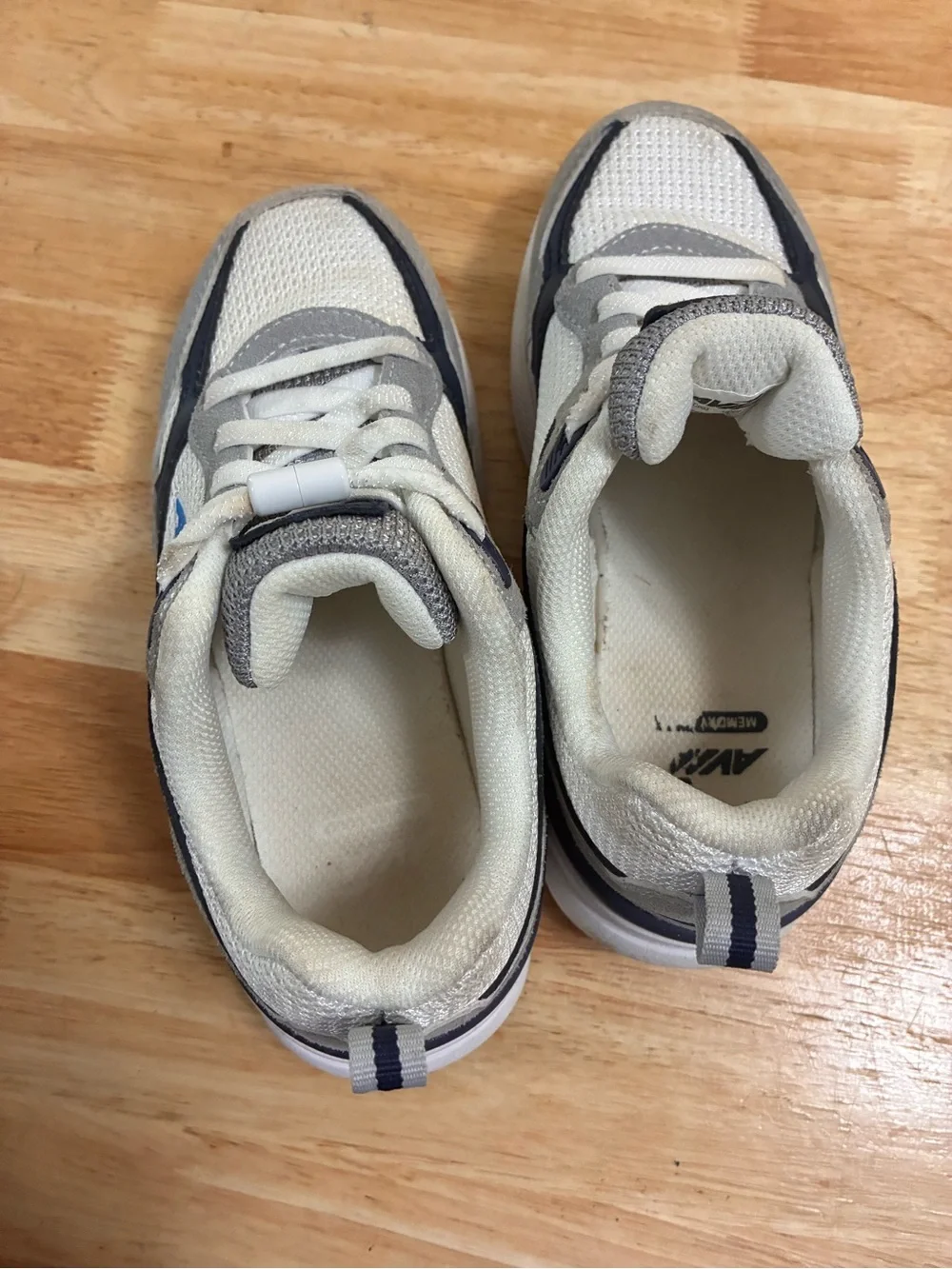 Avia White, Gray & Navy Kids Athletic Sneakers